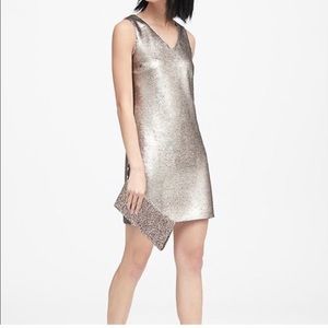 Banana Republic pewter/silver sequins, mini shift dress size 0 NWOT